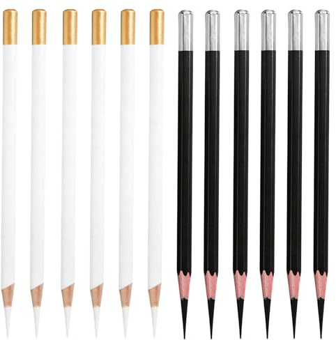 xoqoiuo 12 Pcs Black White Charcoal Pencils for Artists, Shading Pencils For Sketching, Sketching Pencil Set for Drawing Shading Blending Art Supplies for Beginners Pro Artists