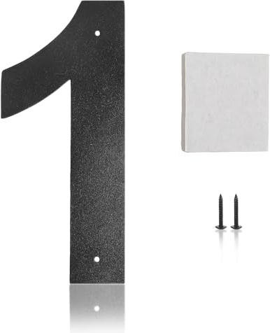 1 Numeros para Casa Exterior, Placa Numeros Casa de Metal Negro Grande, Letrero de Dirección Flotante Resistente a la Intemperie para números de dirección exteriores (15 x 6,5 cm)