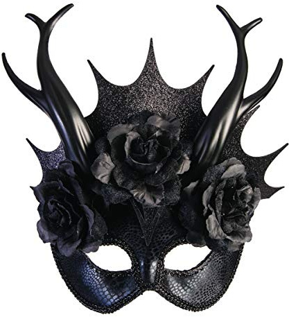 shoperama Demi masque gothique avec couronne de bois de renne roses fantaisie, accessoire de costume