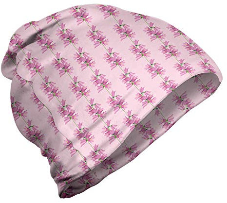 ABAKUHAUS Blumen Unisex Beanie, Rosa und lila Glockenblumen, Wandern im Freien, Baby-Rosa und Hellviolett