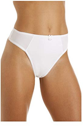 Camille Womens Micro-Fibre 2 Pack Control Thongs 10-12 White
