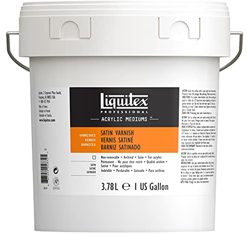 Liquitex 5936 Professional Seidenmatter Firnis für Acrylfarben, permanent, hochelastisch, universell einsetzbarer Schlussfirnis in Archivqualität - 3,78 Liter Eimer, Transparent seidenmatt lackiert