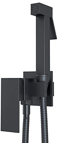 TVTIUO Spruzzatore per bidet per WC, portatile per kit doccia per lavabo bidet con tubo WC, multifunzione spruzzatore, monocomando acqua fredda e calda, nero