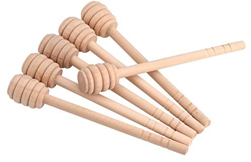 50 unids/set palo de cuchara de miel, cuchara de miel de madera Mini palos de panal de madera Mini cuchara de miel de mermelada de madera para el hogar para melaza de jarabe de miel(15cm)
