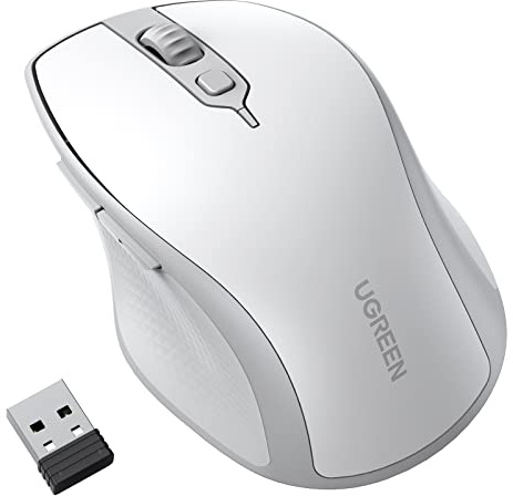 UGREEN Bluetooth Maus Kabellos (BT 5.0 + 2.4G), 4000 DPI, 18 Monate Akkulaufzeit, Ergonomisch für Computer, Laptop, Tablet, Handy - Kompatibel Mit Windows, MacOS, Android, iOS, Linux (Weiß)