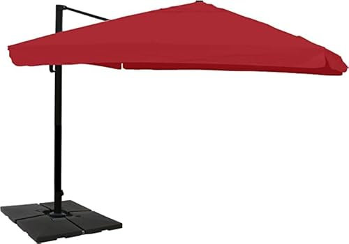 Décoshop26 Parasol de Restauration 3x4m (Ø5m) Polyester/Aluminium 26kg Bordeaux avec Pied Rotatif 04_0003533