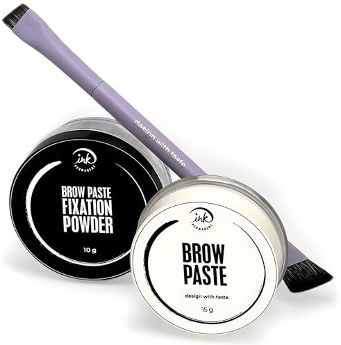Ink Permanent Augenbrauen-Mapping-Kit – mit Setting Powder, Pinsel, weißer Paste, Fixierpuder und Werkzeug für professionelle Anwendungen
