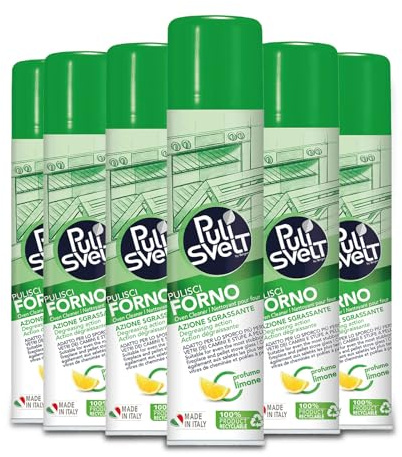 PULISVELT | Detergente Pulizia Forno ad Azione Sgrassate, Ideale per Ogni Tipo di Incrostazione o Residuo Organico, Fragranza Limone x6