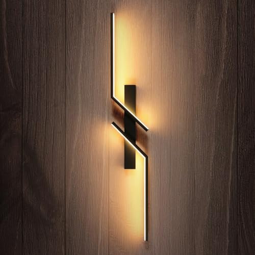 Goeco LED Wandleuchte Innen Modern, 81.5 CM 19 W Schwarz Wandlampe Innen Lang 3000K Warmes Licht Kreative Design Modern LED Wandbeleuchtung aus Acryl für Flur Treppenhaus Wohnzimmer Schlafzimmer