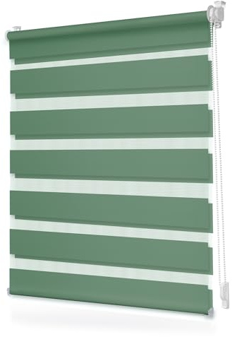 Lichtblick Duo Rollo ohne Bohren, Blickdicht Salbei, 85 cm x 130 cm (B x L)