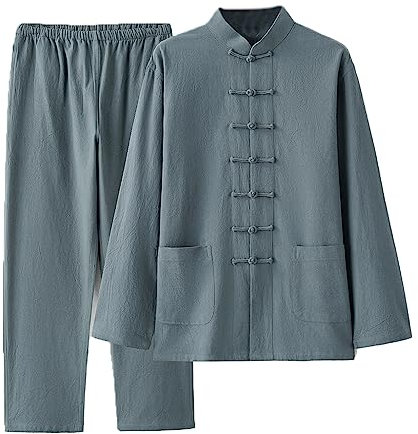 GZKDKZB Tang-Anzug aus Reiner Baumwolle für Herren, traditionelle Kleidung, Kampfsportanzug, Kung-Fu-Uniformen, Tai-Chi-Kleidung, Zen-Meditationsuniform, langärmeliges Hemd und Hose