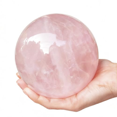 7-10CM/2.75-3.93inch Big Pink Crystal Ball Polished Natural Rose Quartz Sphere Decorative Sphere Healing Crystals Ball Healing Stone Crafts Home Decor Ornament Gifts