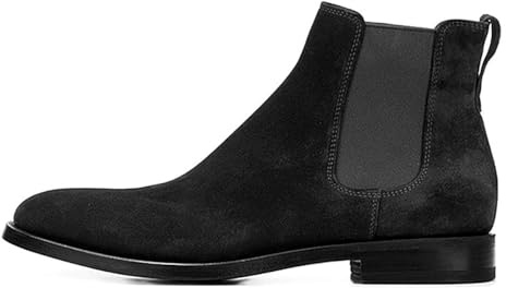 BININBOX Bottes Chelsea Homme Daim Mode Classique Bottines en Suède PU Low Boot (Noir, 44 EU)