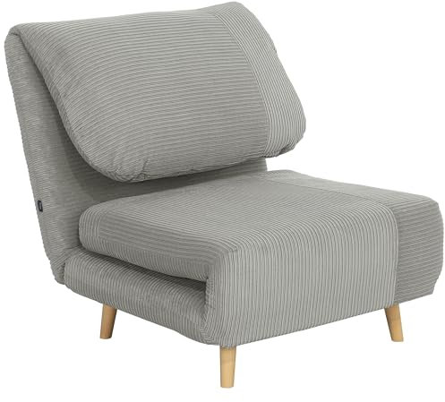 HOMCOM 2 in 1 Schlafsessel Klappbar Schlafsofa mit Bettfunktion Verstellbarer Rückenlehne, Gästebett bis 200kg Relaxsessel in Cordoptik Klappsessel für Wohnzimmer Schlafzimmer 82 x 89 x 83 cm Grau
