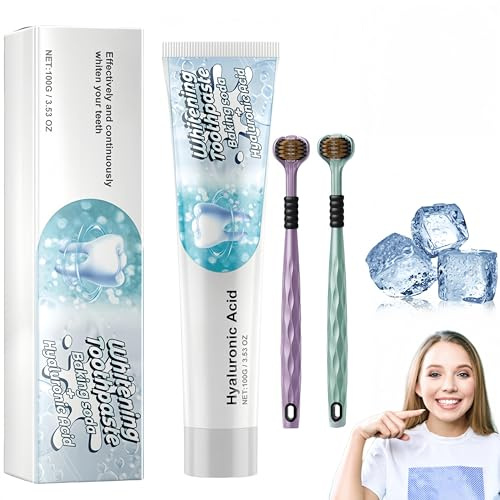 Set de pasta dental blanqueadora, pasta dental con ácido hialurónico, limpieza profunda y eliminación de manchas, suave y eficaz, aliento fresco y quitamanchas (1Piezas)