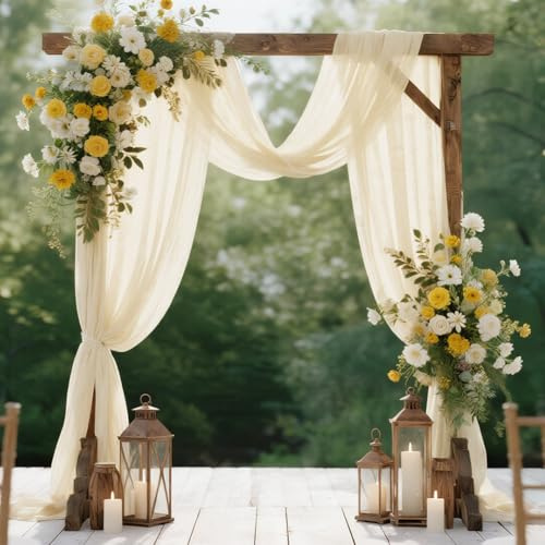 HOTUT Cortina Decorativa con Arco para Boda, 75x600cm, Gasa de Tul Beige, para Colgar Arcos de Bodas y Decoración de Techos de Escenarios