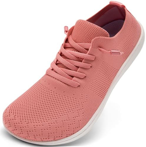 VXGGVX Barefoot Shoes for Women Minimalist Wide Running Gym Tennis Sneakers Breathable Upper Non Slip Casual Fashion House Shoes Minimalist Zero Drop Sole Pink 11.5