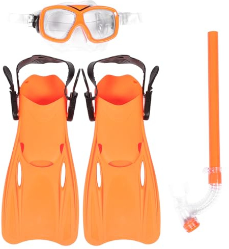 Toyvian Masque de Plongée Adulte Orange Tuba Sec et Palmes Taille 35-39 – Ensemble Matériel de Plongée en Apnée Léger et Étanche Équipement pour Natation et Snorkeling
