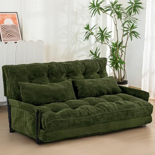 MAXYOYO Canapé-lit de Sol Réglable avec 2 Coussins, Pouf-lit Multifonctionnel, Canapé-lit Pliable 5 Positions avec Accoudoirs, Siège de Sol Polyvalent pour la Lecture