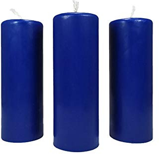 NKlaus 3x candele a colonna rustiche altezza 95mm Ø34mm cera d'api candele a goccia blu 36358