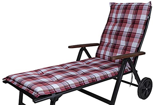 KETTtex 2396 Auflage Rollliege Milano rot-weiß kariert 190x60x6 cm (ohne Liege)