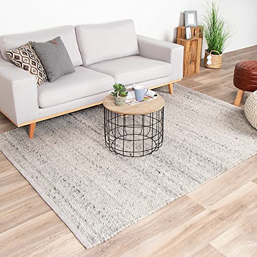 FRAAI | Home & Living Wollteppich - Feline Grau Wolle - Flachgewebe - Einfarbig - Modern, Skandinavisch - Wohnzimmer, Esszimmer, Schlafzimmer - Carpet