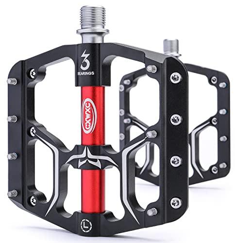 Road/Mountain Bike Pedals - 3 Bearings 9/16” Aluminum Alloy Bicycle Pedals - Mountain Bike Pedal with Removable Anti-Skid Nails