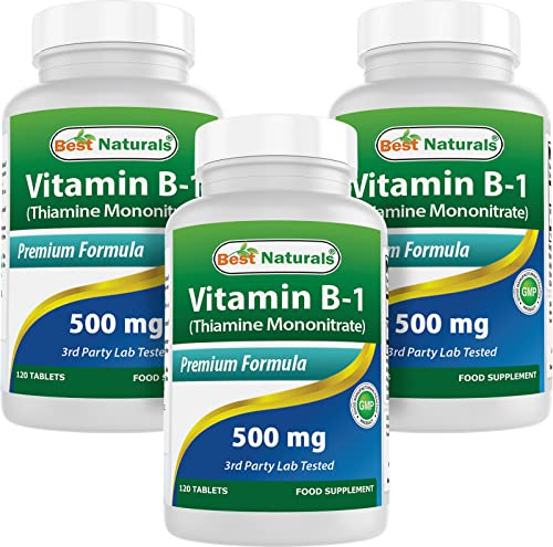 Best Naturals Vitamin B1 as Thiamine Mononitrate 500 mg 120 Tablets (120 Count (Pack of 3))