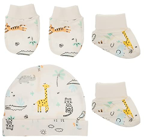 Artibetter Baby Protective Cover Set with Newborn Anti-Scratch Mittens Hat and Foot Protective Sleeves for Infant Warmth and Comfort