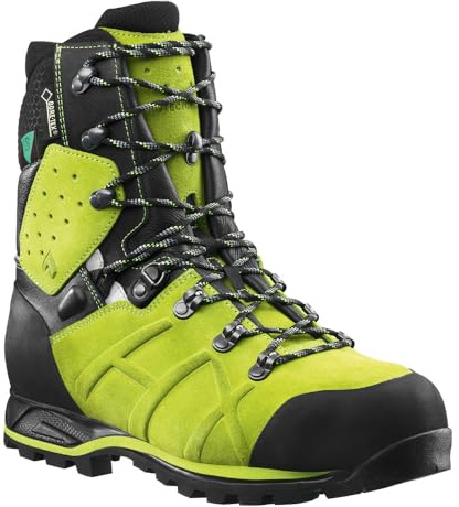 HAIX Protector Ultra Lime Green Forestry Boots - Waterproof Boots with Anti-Slip Outsole & Cut Protection, ideal for Electrical Safety - Wide - 9.5