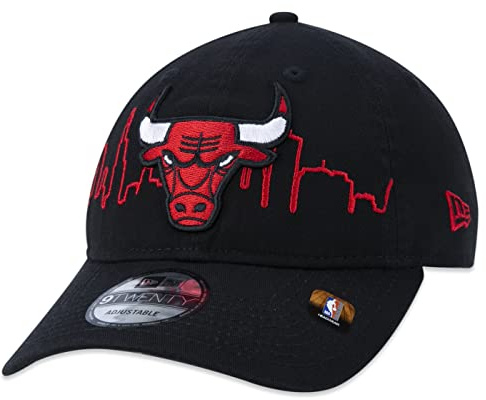 New Era 9Twenty NBA Tip Off Bulls Cap Basecap Baseballcap Curved Brim Strapback Chicago Damen/Herren - Metallschnalle, mit Schirm Winter Herbst-Winter - One Size schwarz