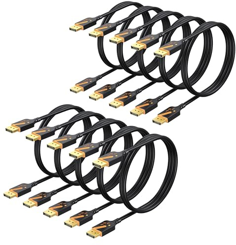 RyzzRooa DisplayPort Cable 3FT, 10-Pack DP to DP Cables, Display Port Male to Male Cable Adapter with 4K@60Hz, 2K@165Hz, 2K@144Hz, Support 3D, HDR for Gaming, Computer, TV, Monitor …
