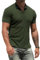 Men's V Neck Polo Shirts Slim Fit Solid Short Sleeve Cotton Golf T-Shirts Ribbed Knit Soft Tees Dark Green S