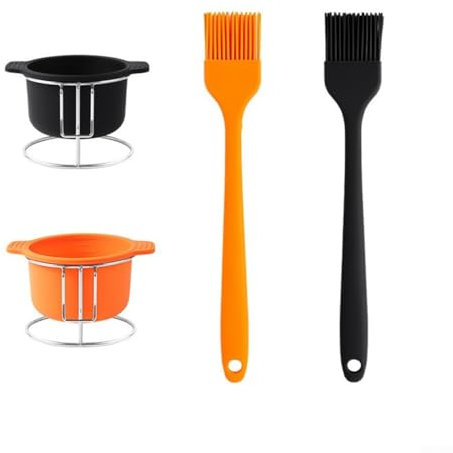 Grill Ready Kit complet d'outils de barbecue en silicone avec brosses et bols à sauce (lot de 6)