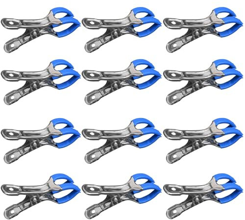 12 Pièces Métalliques pour Couverture de Piscine, Serre de Jardin Pinces de Fixation avec Feuille de Protection, Pinces pour Piscines Hors Sol, Pinces à Forte Tension pour Bâche de Couverture