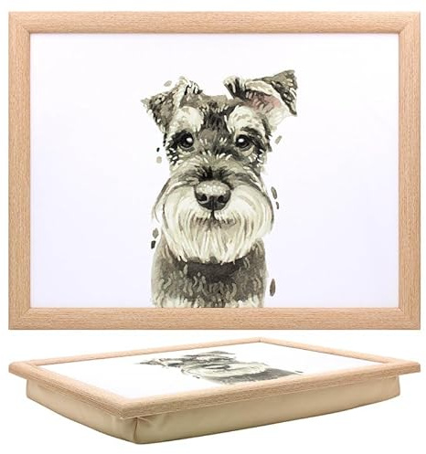 Lesser & Pavey Schnauzer Bandeja de Regazo Robert James Hull para Servir Alimentos y desayunos, cómodas bandejas de Regazo con cojín de puf, bandejas duraderas para Comer en el Regazo para Adultos