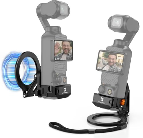 K&F CONCEPT Support d'extension Magnétique pour DJI Osmo Pocket 3, Adaptateur Cadre Aluminium avec Aimant, 1/4 Vis 1/4''/Clod Shoe, Fixation par Ventouse 360°