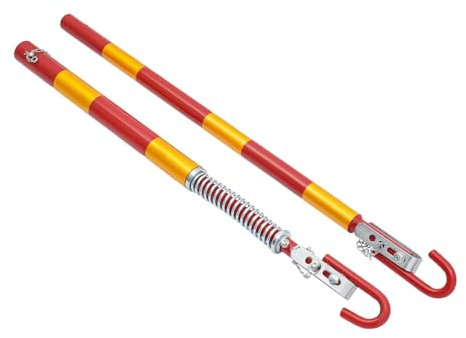 Barra di traino di sicurezza 5T ammortizzata, ammortizzata, con ammortizzatore, asta di traino rossa, gialla per veicoli domestici, fuoristrada, auto piccole, 95 cm + 88 cm