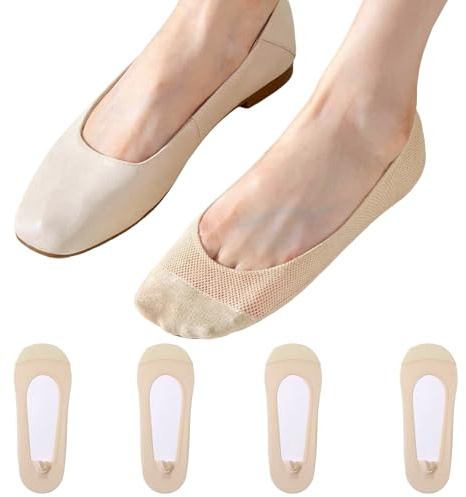 Tyqour 4 Pairs Pop Socks No Show Socks Womens Nylon Non Slip Thin Loafer Socks Womens for Flats Lightweight Invisible Socks for Women