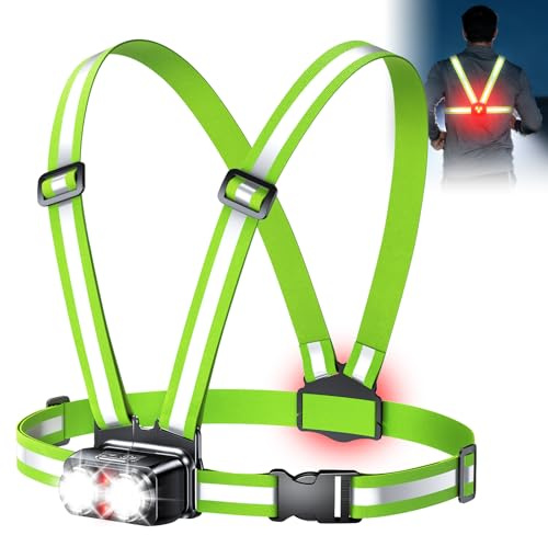 EOIWUY Luce Running 800LM con Posteriore, 7+2 modalità, IPX4 Impermeabile & 360° Catarifrangente Luce Corsa Notturna, Autonomia 4-25 Ore, 45° Regolabile Lampada Torcia Running per Ciclismo/Jogging