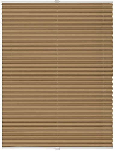 ondeco Plissee ohne Bohren mit Klemmträger, Sonnenschutz für Fenster innen, Jalousien Fenster ohne Bohren Blickdicht, Faltrollo Sichtschutz für Tür Fensterrahmen, Rollo Cappuccino 40x130 cm