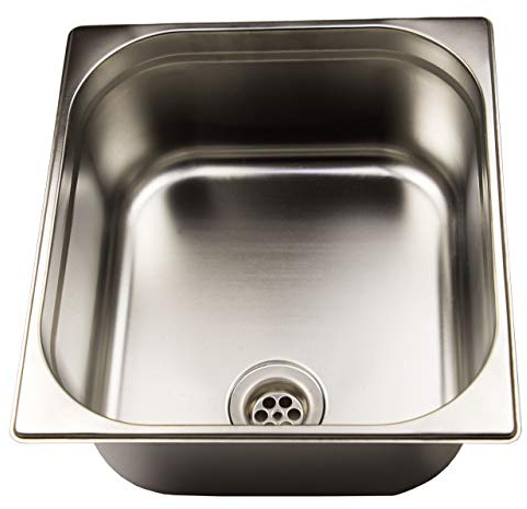 Waschbecken Edelstahl 354mm x 325mm x 150mm mit einem Universal Ablaufventil