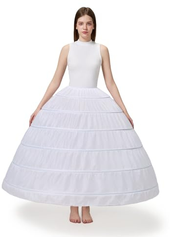 Aprildress Women 6 Hoop Crinoline Petticoat Underskirt for Quinceanera Dress Wedding Gown PPT360
