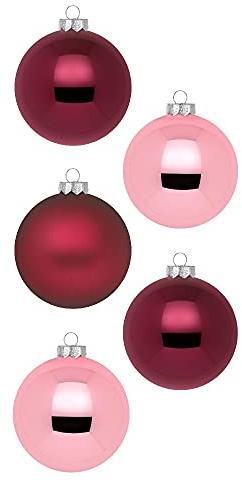 Inge Glas Magic Weihnachtskugeln klein | 36 Kugeln 4cm | Christbaumkugeln aus Glas (Berry Kiss | rosa Bordeaux)