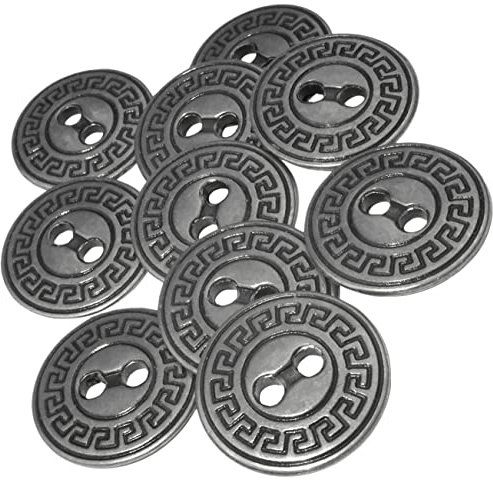 AERZETIX - C56623 - Juego de 10 Botones de coser metálicos Ø20mm con 2 agujeros - apertura 3mm - color gris - mercería costura ropa artesanía vaqueros jeans