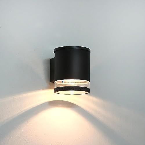 HLFVLITE Solar Wall Light Outdoor, Aluminum Dusk to Dawn Solar Powered Wall Light, IP54 Waterproof LED Fence Light Outdoor Lantern for Patio, Garden, Garage, Yard, Front Door (1-Pack)