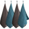 HAPPOW 4 Stück Barista Tuch，Waffeltuch Braun/Blau, Mikrofasertücher Set-Extrem saugstark & langlebig, Barista Zubehör &Spüllappen, die Nicht fusseln & verfärben (30x30cm)