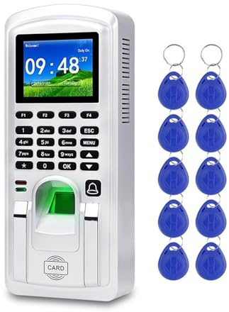 Biométrico De Control De Asistencia Mediante Huella Dactilar RFID con Registro De Entrada De Empleados Y Puerto USB De 2,4 Pulgadas.(Silber)