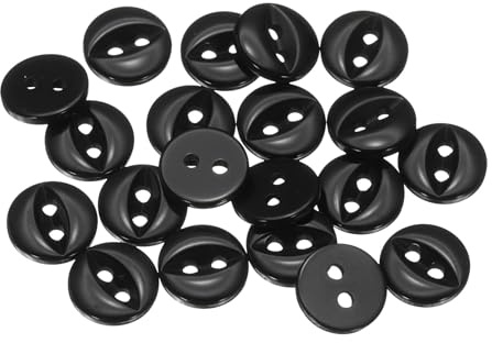 sourcing map 20pcs 16L Black Round Sewing Buttons 10mm 3/8 Resin 2-Hole Fish Eye Craft Replacement Button for Craft Pants Dress Skirt Clothing Fastener Buttons