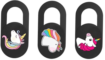 EXCEART de de Privacidad para Cámara Web Paquete de 3 Piezas Control Deslizante Compatible Laptop y Tableta Diseño de Unicornio